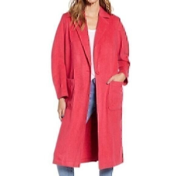 NWOT LEITH Single Button Long Jacket Pink WOOL Lightweight Fall Spring Coat S - Picture 1 of 14